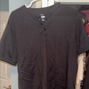 Black Short Sleeve Henley Shirt